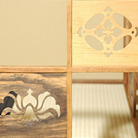 遠州好 寄木 市松文 風炉先屏風 小堀宗通箱書